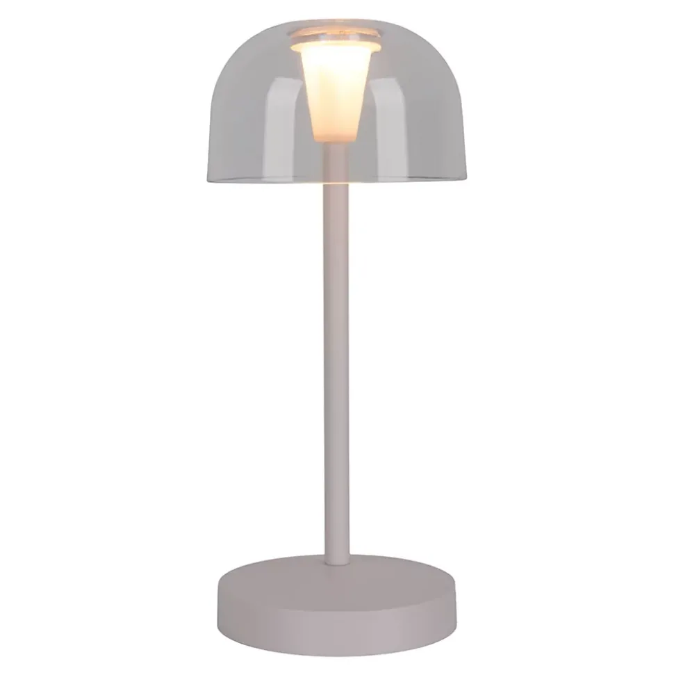 Lot de 2 lampes de table LED rechargeables 'Gomba' pour l'extérieur et l'intérieur, en métal et plastique blanc , hauteur 18,5 cm