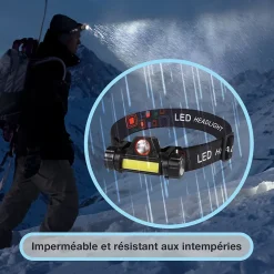 Lot de 2 Lampes Frontales LED Waterproof Rechargeables USB - Réglables - Éclairage Puissant - Résistantes Pluie et Humidité - x2
