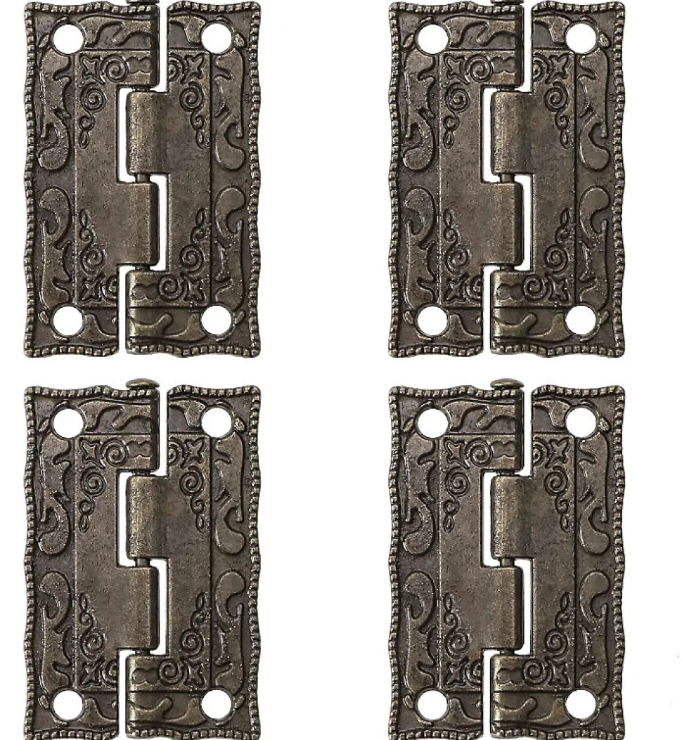 Lot de 20 mini charnières de porte rétro en bronze antique pour boîtiers en bois, armoires, boîtes à bijoux