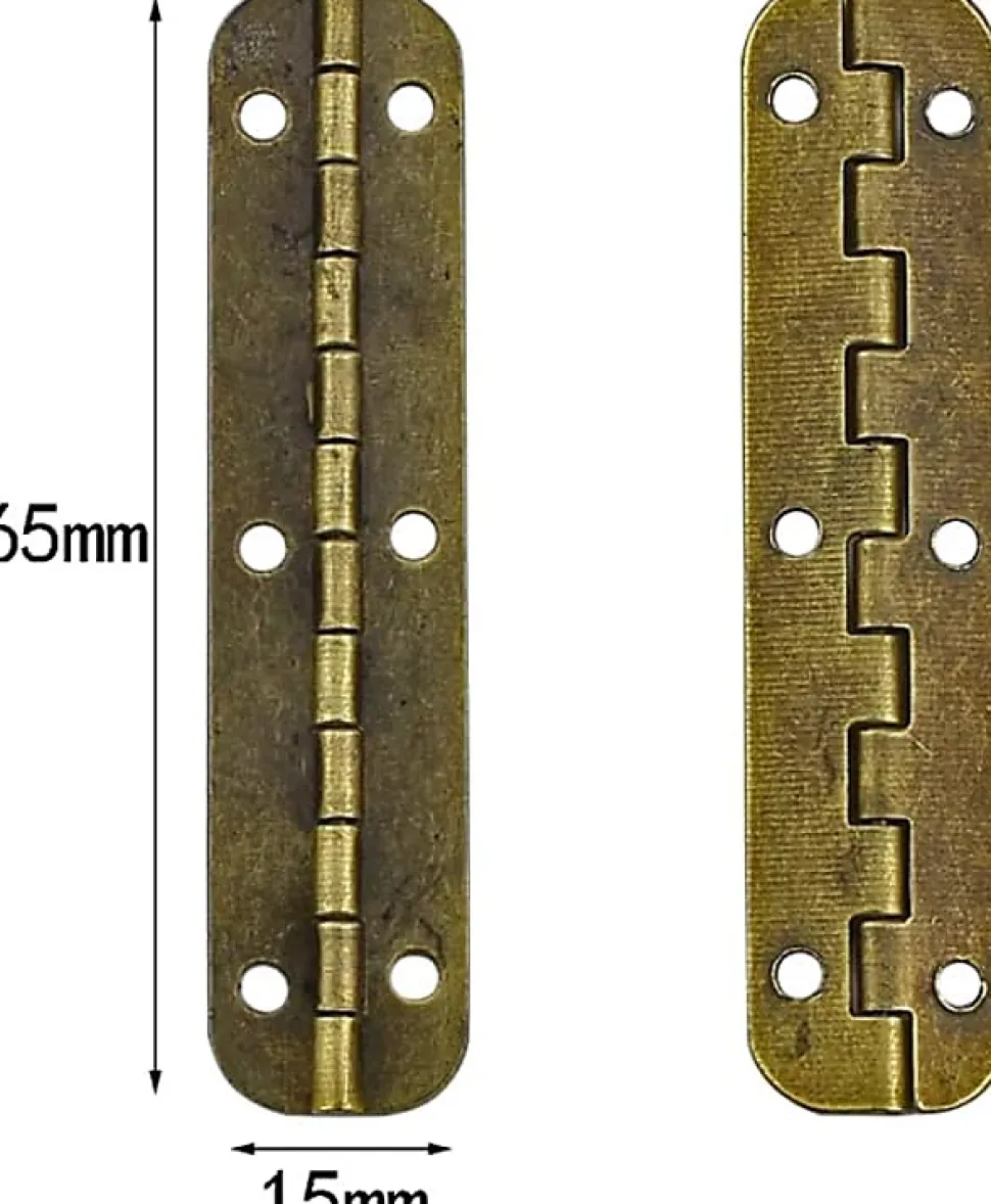 Lot de 10 mini charnières vintage en laiton pour meubles, tiroirs, portes, armoires, boîtes à bijoux, 65 x 15 mm, avec 60 vis