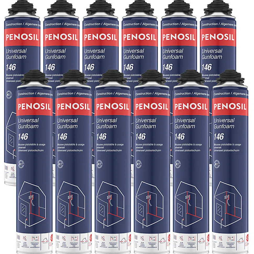 Lot de 12 Mousses polyuréthanes Universal Gunfoam 146 pistolable 690ml PENOSIL
