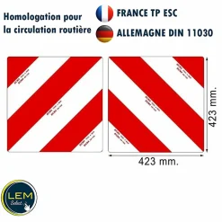 Lot de 2 panneaux carrés 423x423mm en aluminium homologué