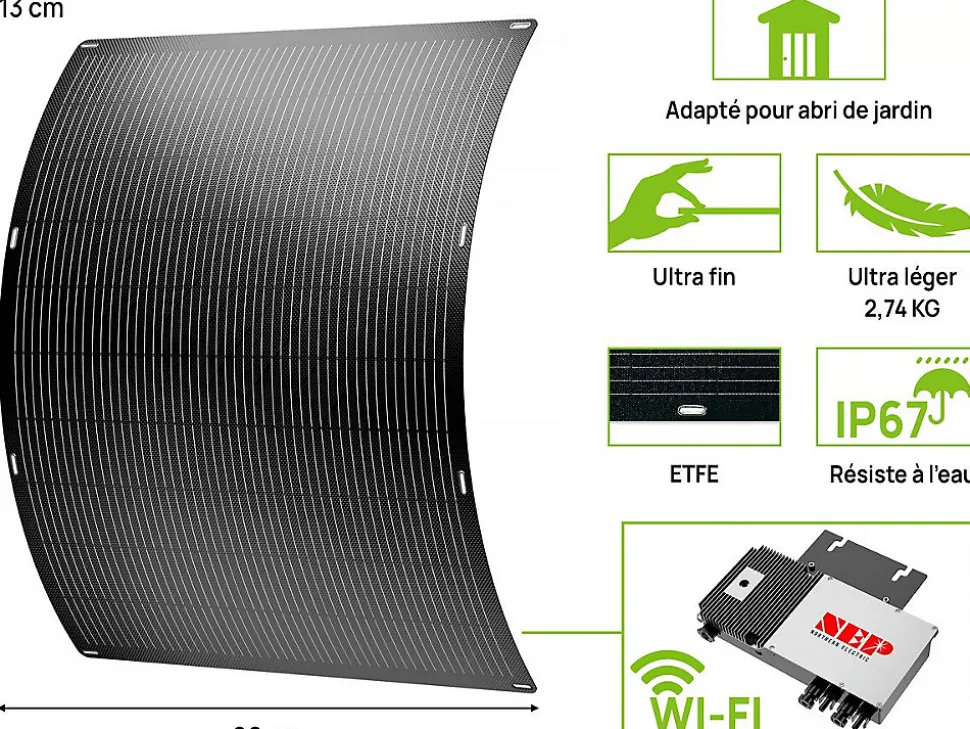 Lot de 2 panneaux solaire plug and play flexible 400w "Urban center" Noir