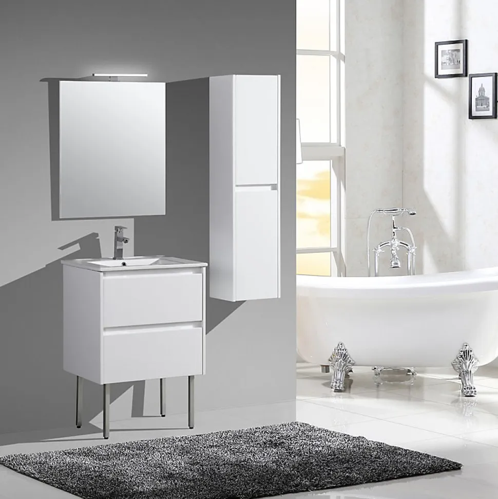 Lot de 2 pieds en métal pour meuble de salle de bain