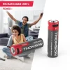 Lot de 4 Piles AA - LR06 Li-ion 1,5V rechargeables par USB-C avec câble multi USB - 520300 Thomson