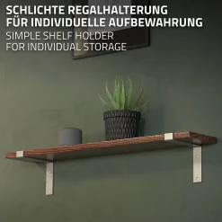 Lot de 4 équerre d'Etagere murale équerre fixation en métal gris