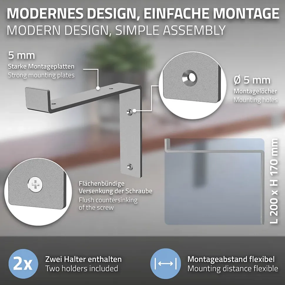 Lot de 4 équerre d'Etagere murale équerre fixation en métal gris
