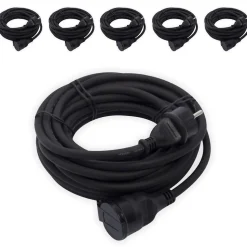 Lot de 6 rallonges 1x16A - 3500W - 10m - Noir - Chacon