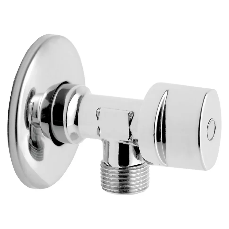 Lot de 5 Robinet vanne d'angle chrome avec rosace 1/2" x 3/8"