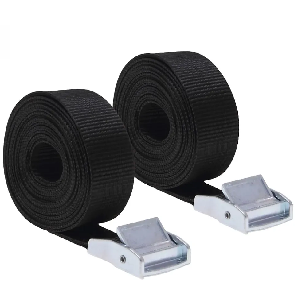 Lot de 2 sangles d'arrimage avec boucle - 25 mm x 5 m - Noir - Linxor