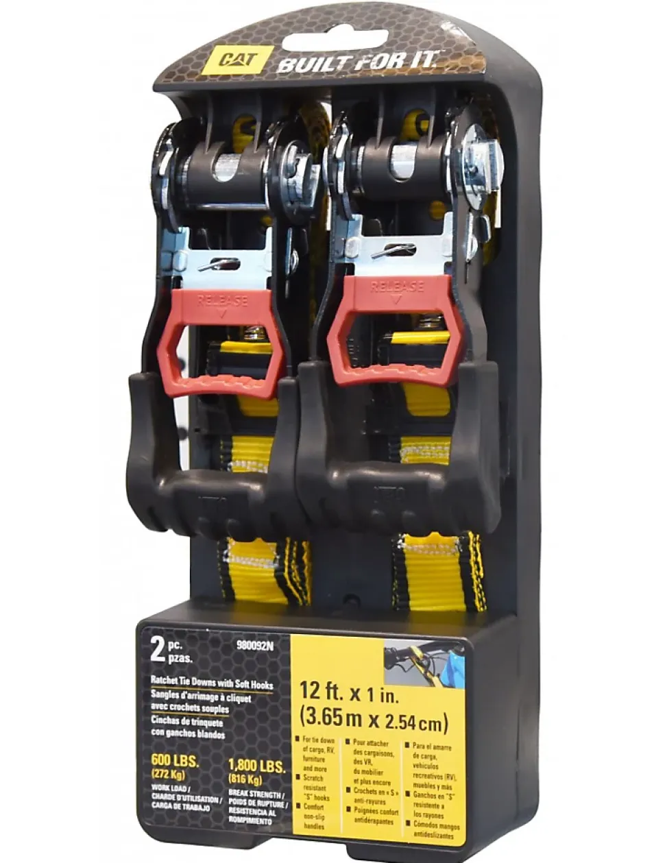 LOT DE 2 SANGLES D'ARRIMAGE A CLIQUET CATERPILLAR