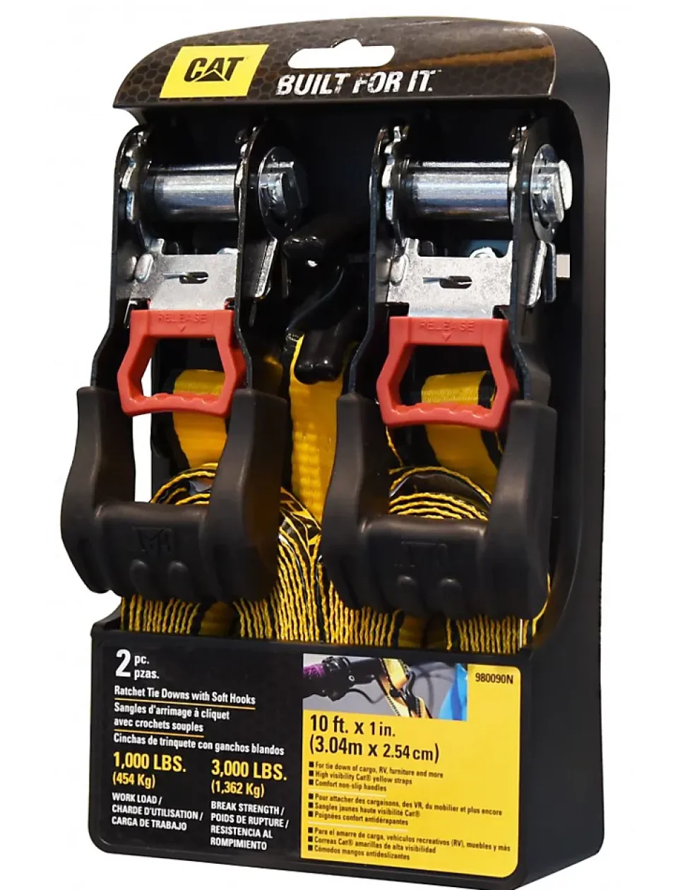 LOT DE 2 SANGLES D'ARRIMAGE A CLIQUET CATERPILLAR