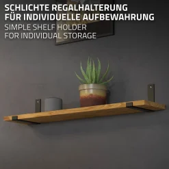 Lot de 4 support d'Etagere murale équerre fixation en métal noir