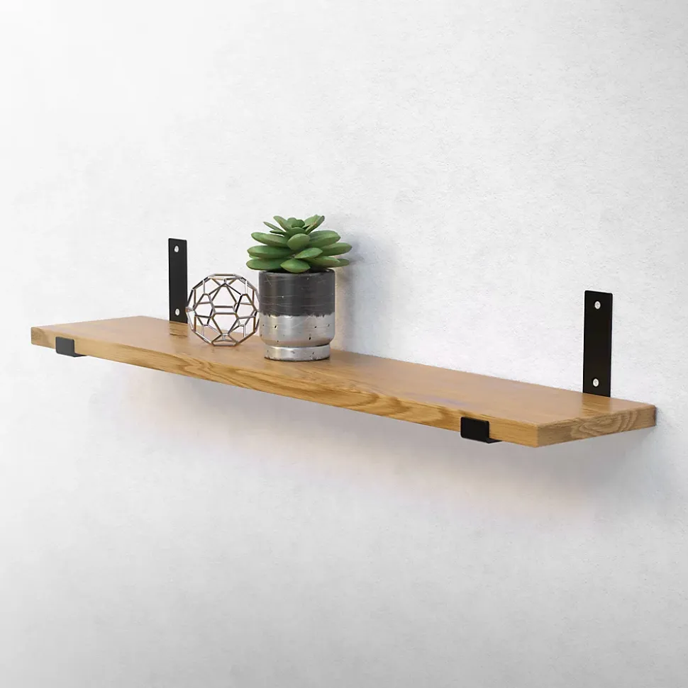 Lot de 2 support d'Etagere murale équerre fixation en métal noir