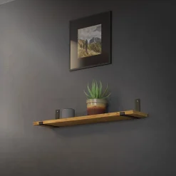 Lot de 2 support d'Etagere murale équerre fixation en métal noir