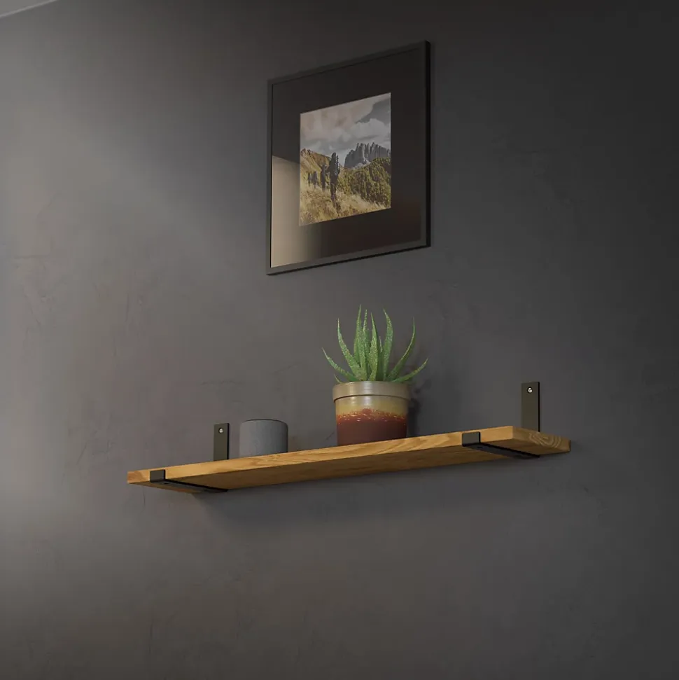 Lot de 2 support d'Etagere murale équerre fixation en métal noir