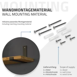 Lot de 2 support d'Etagere murale équerre fixation en métal noir