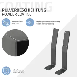 Lot de 2 supports de dossier en acier gris à visser pour siège lit 345x90x50 mm