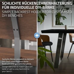 Lot de 2 supports de dossier en acier gris à visser pour siège lit 345x90x50 mm