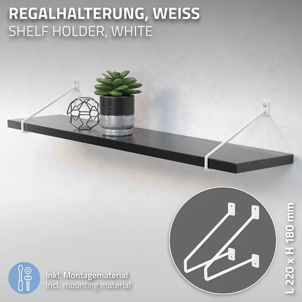 Lot de 2 supports d'Etagere murale console décorative en acier