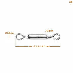 Lot de 5 tendeurs de fil réglables en acier inoxydable - Double oeillets - M5 - Linxor
