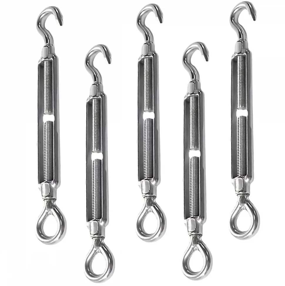 Lot de 5 tendeurs de fil réglables en acier inoxydable - Crochet et oeillet - M6 - Linxor