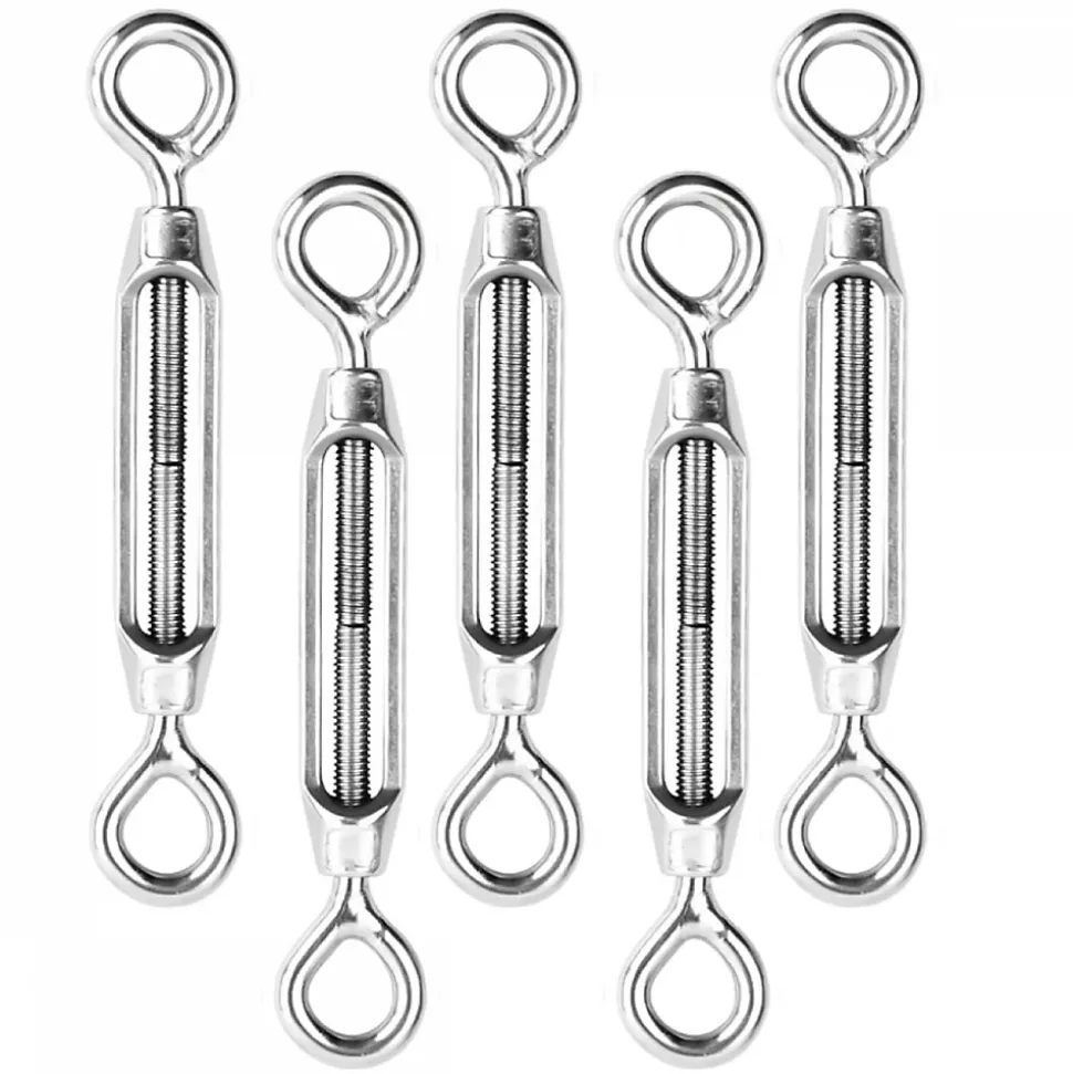 Lot de 5 tendeurs de fil réglables en acier inoxydable - Double oeillets - M4 - Linxor