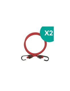 Lot de 2 tendeurs en caoutchouc à crochets, 8mmx1m, rouge - THIRARD