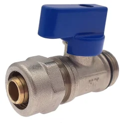 Lot de 10 Vanne à bille sphérique 1/2"x16 pour tube PER diam16 Bleu