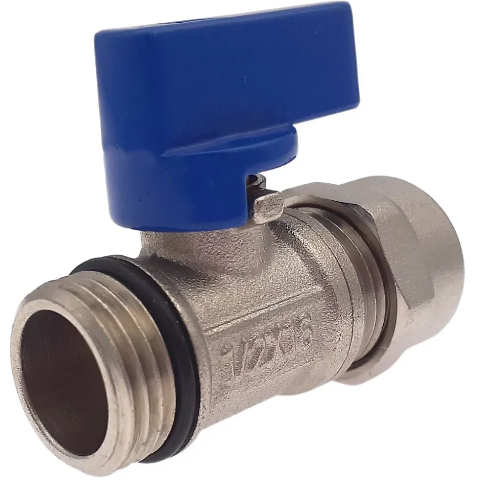 Lot de 10 Vanne à bille sphérique 1/2"x16 pour tube PER diam16 Bleu