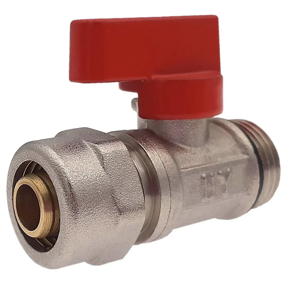 Lot de 5 Vanne à bille sphérique 1/2"x16 pour tube PER diam16 Rouge