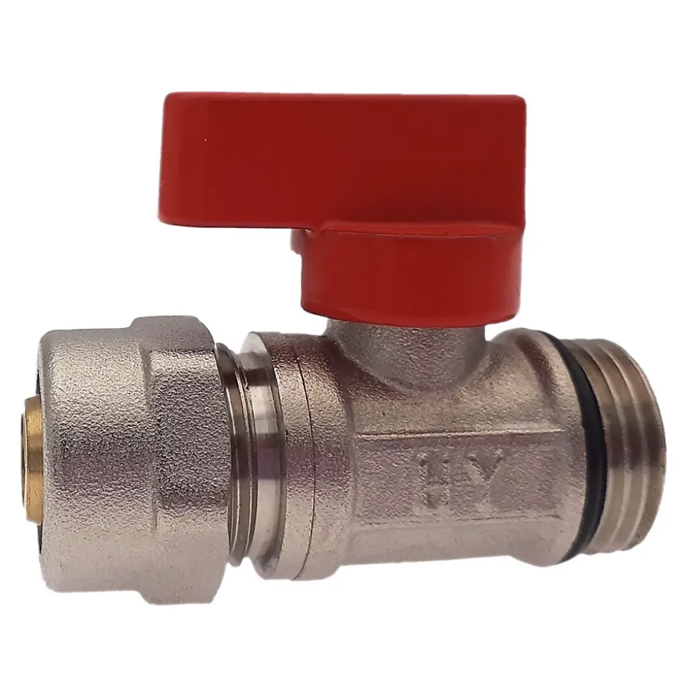 Lot de 1 Vanne à bille sphérique 1/2"x16 pour tube PER diam16 Rouge