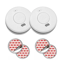 Lot de 2 x Détecteur de fumée CE EN14604 - Pile 3 ans remplaçable incluse + Kits de fixation magnétique