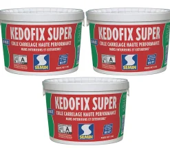 Lot de3 colles pour Carrelage Haute Performance Kedofix Semin, Prêt à l'emploi, Intérieur/extérieur, seau de 5 kg