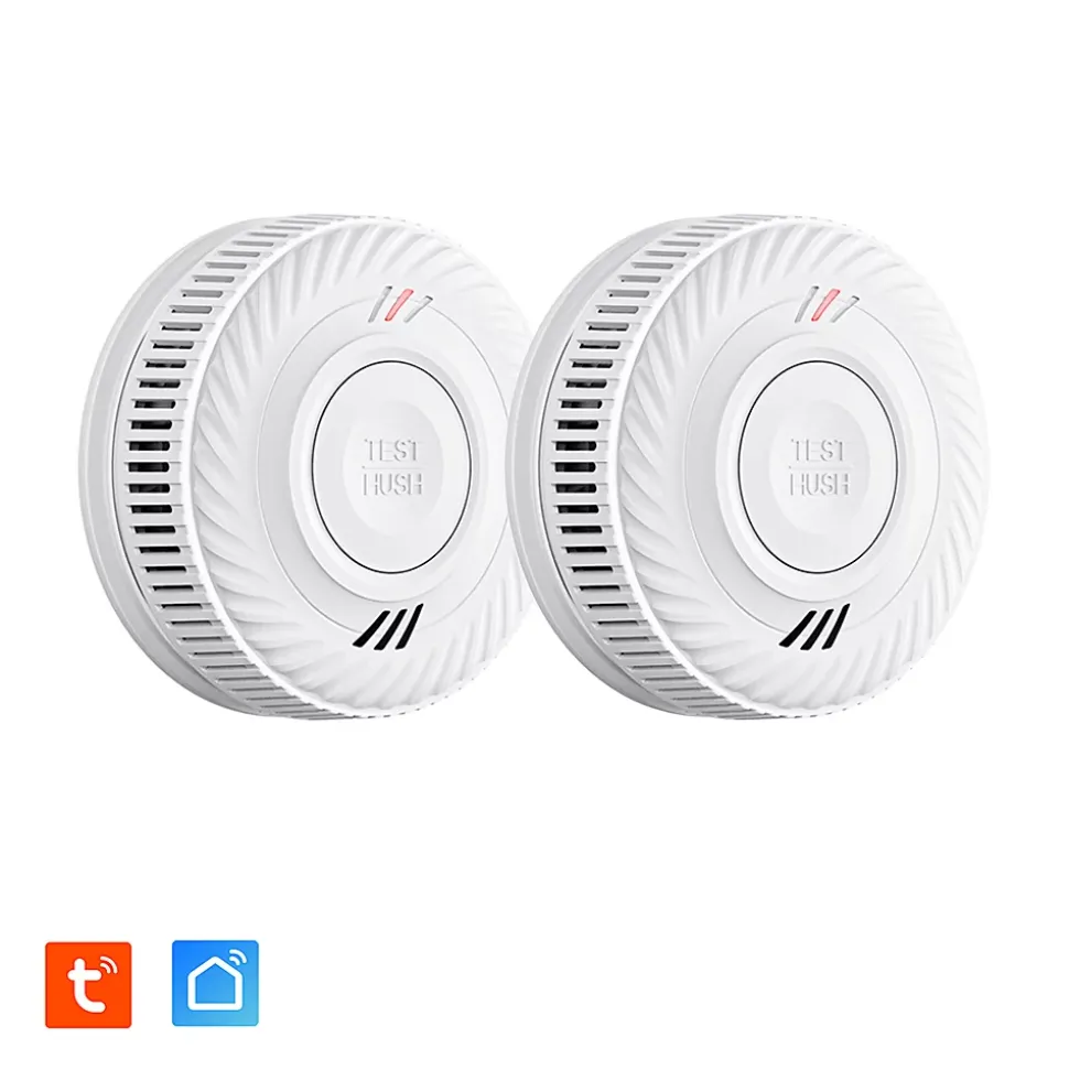 Lot de 2x Détecteur de fumée CE Pile 10 ans scellée connecté Wifi
