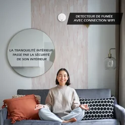 Lot de 2x Détecteur de fumée CE Pile 10 ans scellée connecté Wifi
