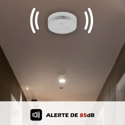 Lot de 2x Détecteur de fumée CE Pile 10 ans scellée connecté Wifi