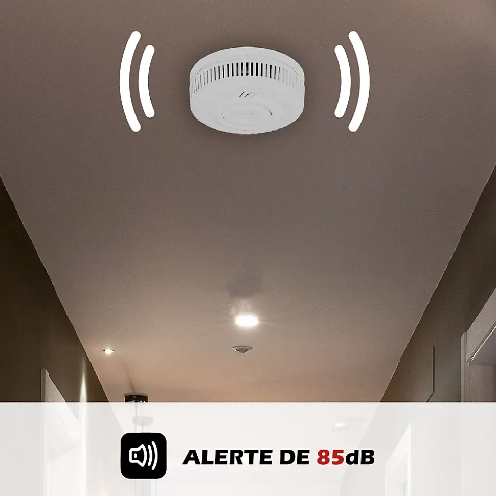 Lot de 2x Détecteur de fumée CE Pile 10 ans scellée connecté Wifi