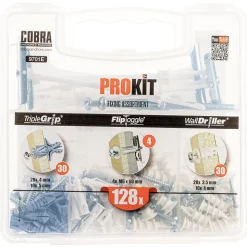 Mallette d'accessoires de fixations Cobra, 128 pièces