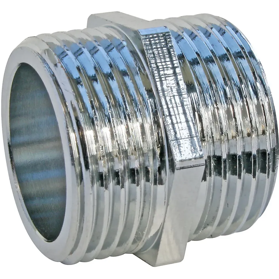 Mamelon égal laiton chromé double mâle 20/27 (3/4"), lot de 2