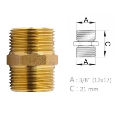 Mamelon laiton égal mâle mâle à visser diam 3/8" - lot de 5