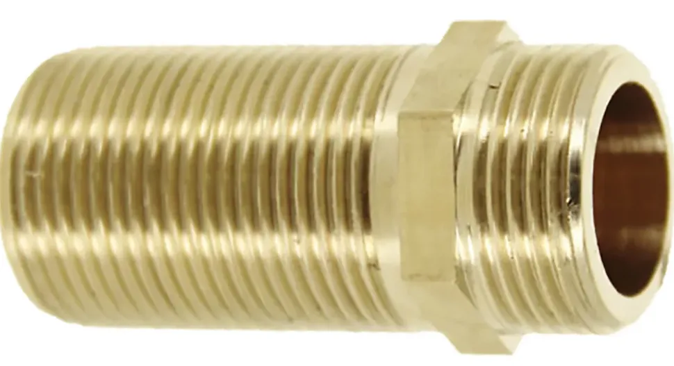 Mamelon long double mâle 40mm 15/21 laiton - GARIS - D04103B