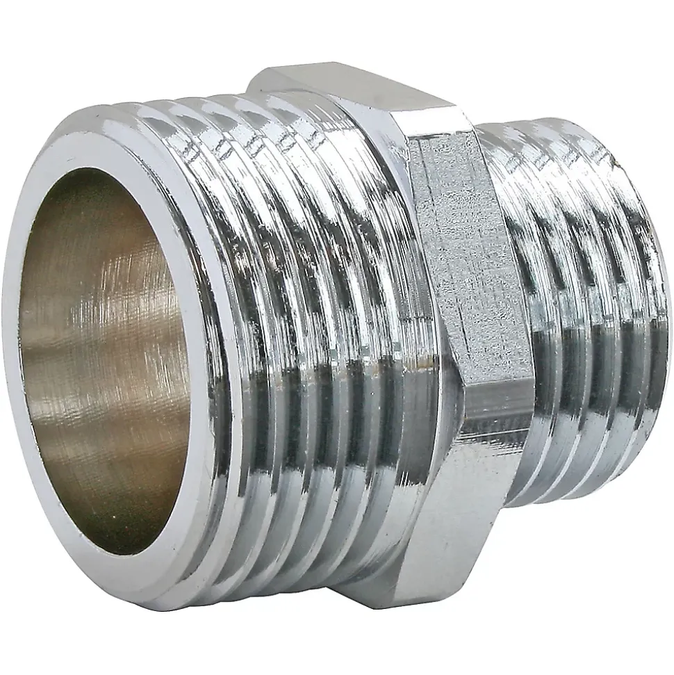 Mamelon réduit laiton chromé Mâle 15/21 (1/2") - Mâle 12/17 (3/8"), lot de 2
