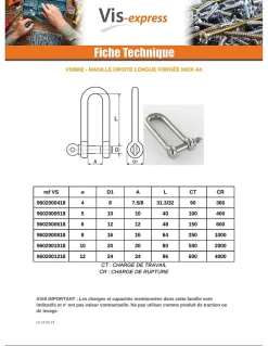 Manille Droite Longue Forgée Inox A4 Diamètre 6 - 2 pièces