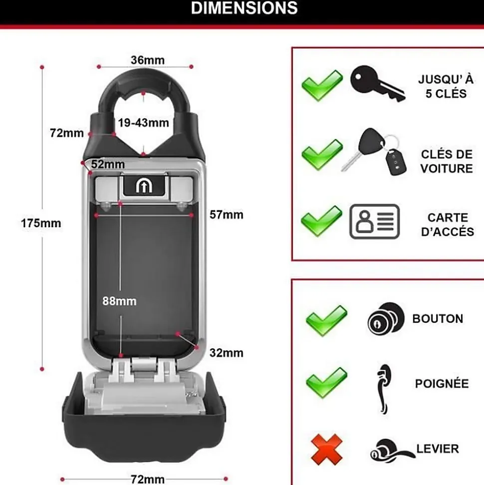 MASTER LOCK Boite a cles securisee - Boutons Poussoirs