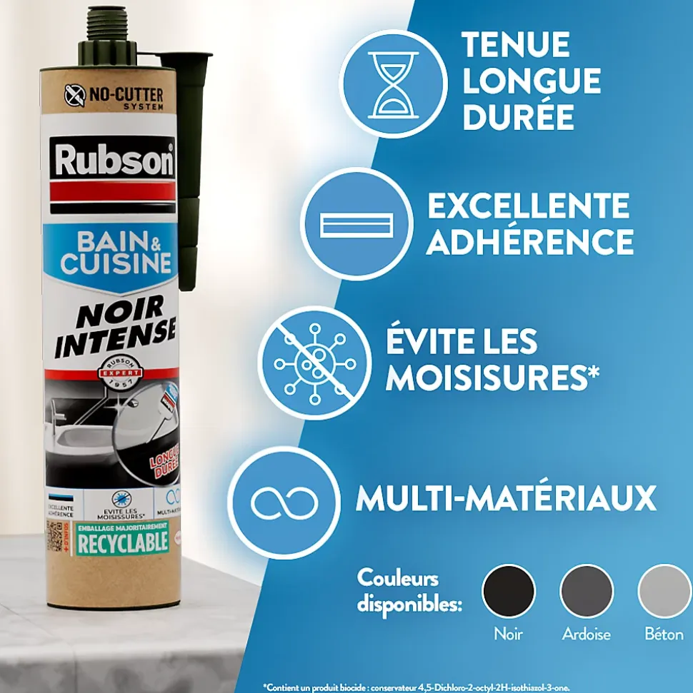 Mastic bain et cuisine Rubson béton 280ml