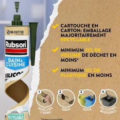 Mastic bain et cuisine Rubson transparent 280ml