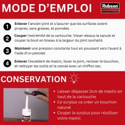 Mastic bain et cuisine Rubson transparent 280ml