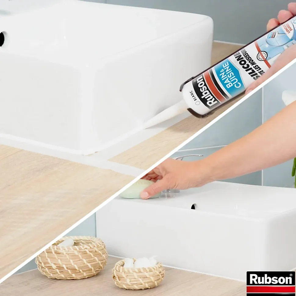 Mastic bain et cuisine Rubson blanc 2x280ml