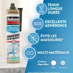 Mastic bain et cuisine Rubson blanc 280ml